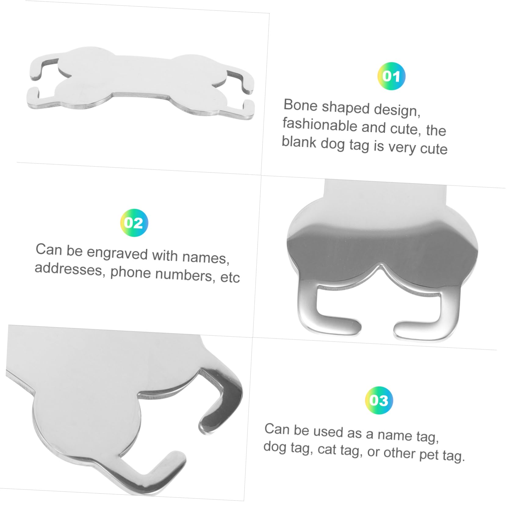 YARNOW 30pièces Médailles Identification Acier Inoxydable pour Chiens Plaques Personnalisables Os pour Animaux De Compagnie Étiquettes Vides à Graver