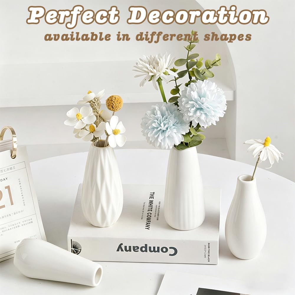 12pcs Piccoli Vaso in Ceramica Bianco per Decorazione Della Tavola | Piccoli Vasi per Fiori per Centrotavola, Mini Vasi Decorativi in Ceramica, Bianco Piccolo Vaso di Fiori, per Floreale Nuziale