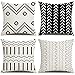 LAXEUYO 4 Pack Cuscini Divano Moderni Bianco e Nero Copricuscini Cotone Biancheria Federe Cuscini per Casa Giardino Esterno
