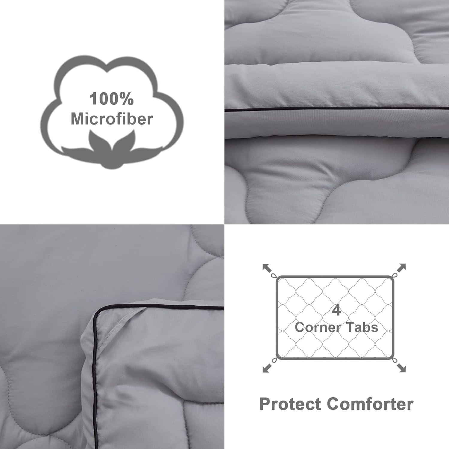 NexHome Lightweight Comforter Queen Size, Soft Down Alternative Solid Comforter, Thin Microfiber Reversible Cloud Pattern Bedding Comforter for All Season (Queen, Light Grey) : Home & Kitchen