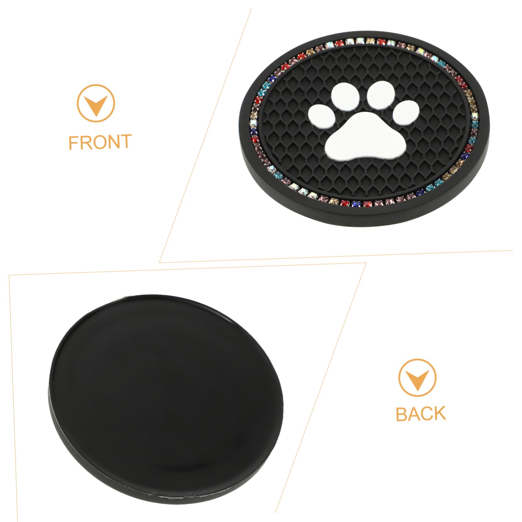 Cabilock 2Pcs Cat Paw Car Coasters Diamond Cup Mats for Auto Elegant Design Car Cup Pads Against Spills Fits Standard Cup Holders with Rhinestones
