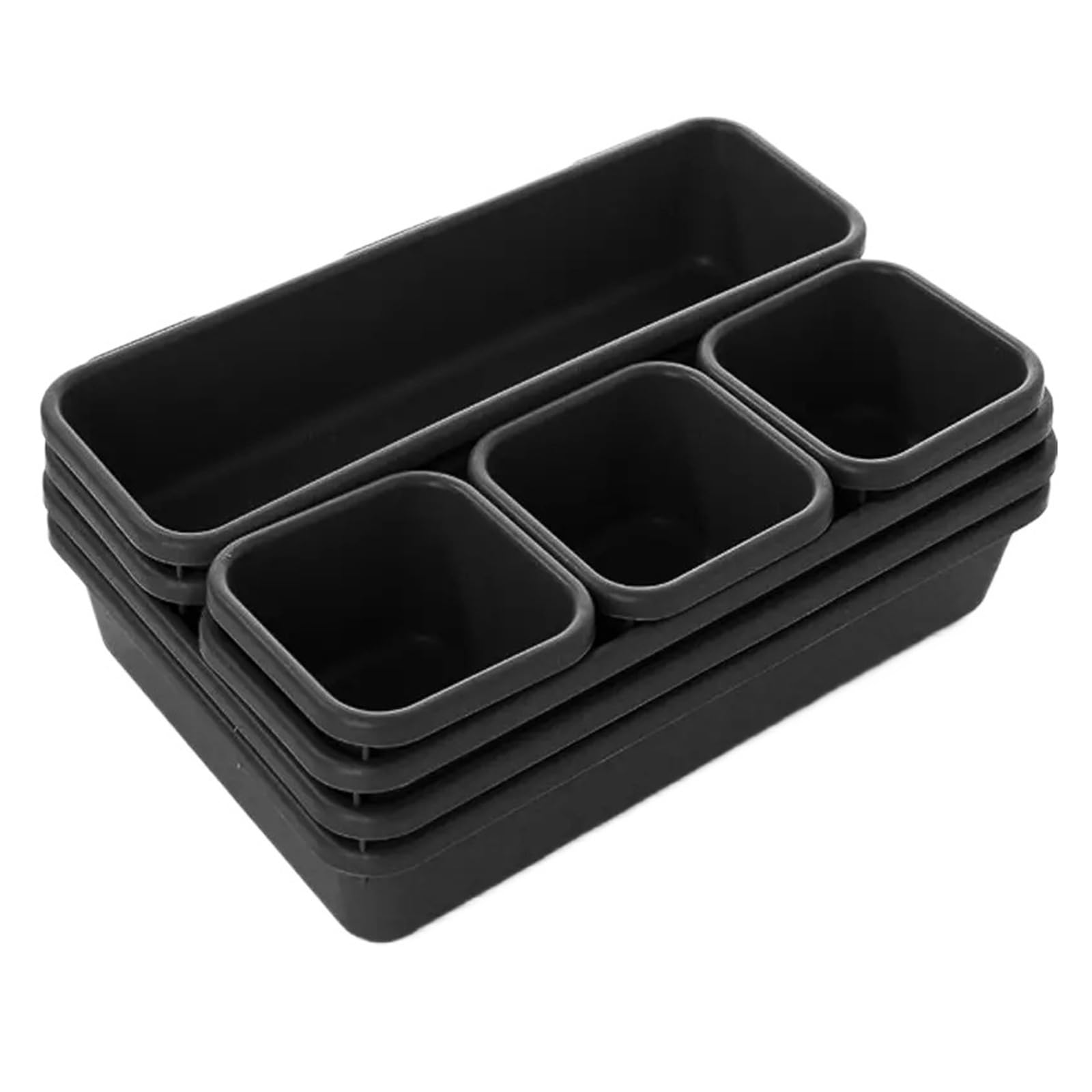 Generico 8 unids/Set bandejas organizadoras de cajones Ajustables for Maquillaje, cosméticos, artículos Diversos, Cocina, baño, Armario, Soporte Divisor joyería(Black 1Set)