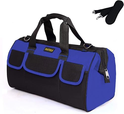Miniatura 8 de Bolsa de herramientas resistente de 22 pulgadas con boca ancha para almacenamiento de herramientas, portador y organizador, bolsa de herramientas