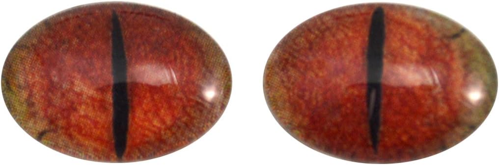 Red and Yellow Dragon Oval Glass Eyes Fantasy Taxidermy Art Doll Making, Fantasy Sculptures or Jewelry Crafts Set of 2 (13mm x 18mm)