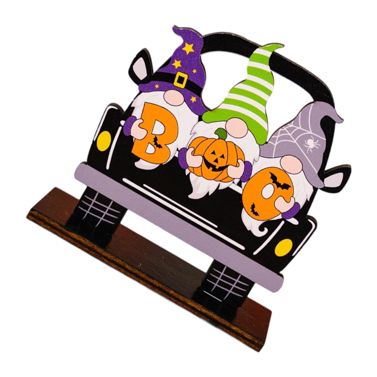 Qusinfc Handcrafted Halloween & Pumpkin Car Ornament, Wooden Dashboard Decor for Holiday Home or Halloween Car Decoration