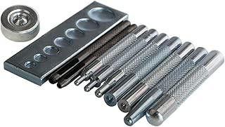 Leathercraft Tool Punch Snap Kit Rivet Setter with Base for Punch Hole and Install Rivet Button (Pack of 11) Die Punch Snap Kit Rivet Setter with Base for Punch Hole and Install Rivet Button - coolthings.us
