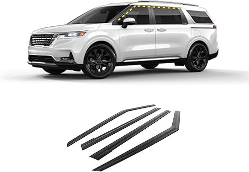 Northern Prime - Deflectores de viento y viserasprotectores de lluvia compatibles con Kia Carnival 2020-2023, estilo cinta adhesiva (4 piezas) -