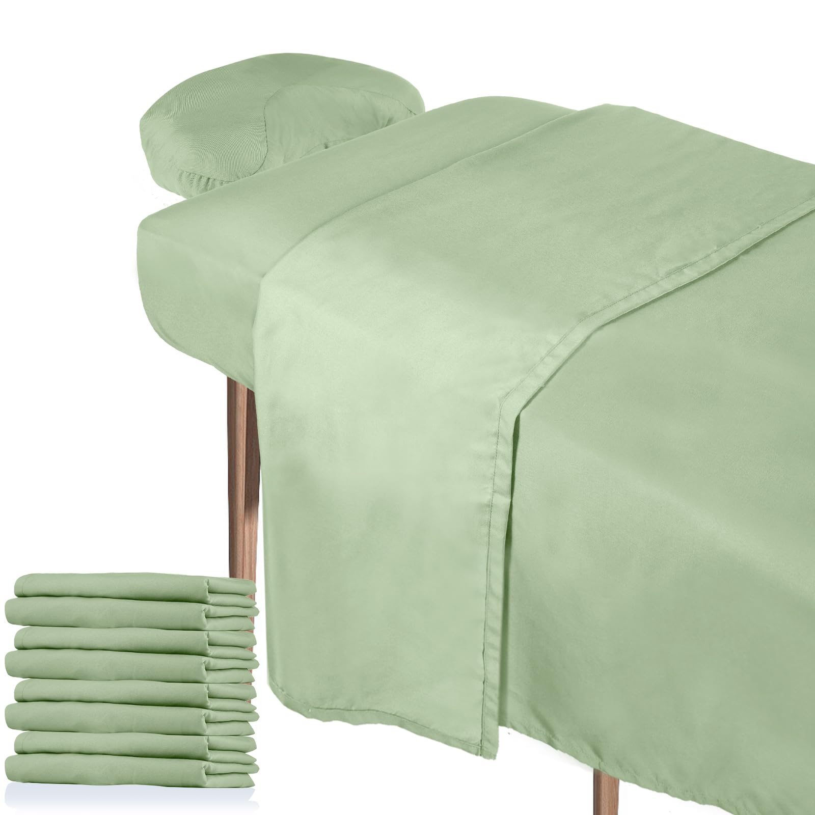 Oudain 4 Sets Soft Microfiber Massage Table Sheets Set Bulk 3 Piece Set Includes Massage Flat Sheet and Fitted Sheet and Massage Face Rest Cover(Green)