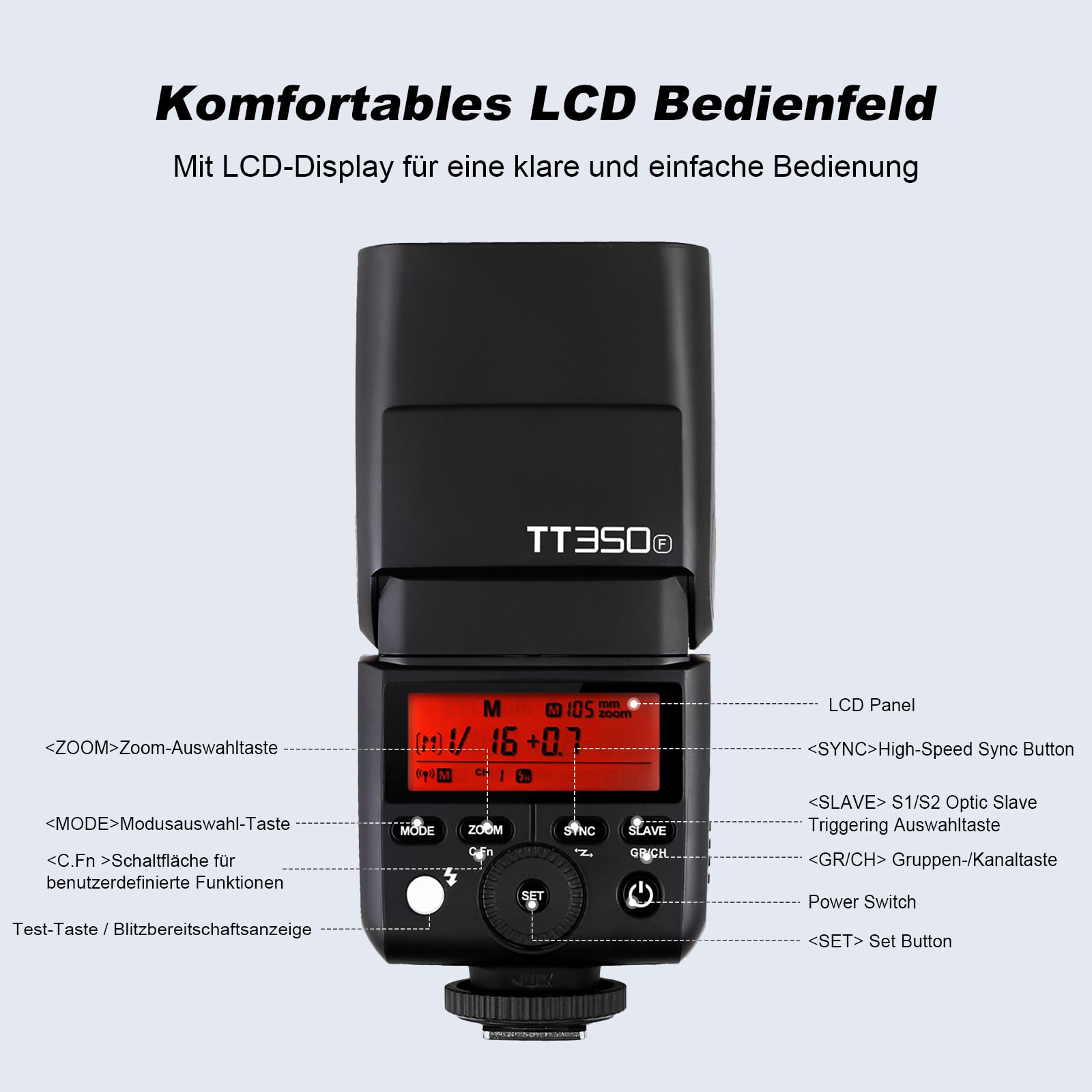 Godox TT350F Mini portatile Speedlite Fotocamera per Fujifilm 2.4G Wireless X System 1/8000s TTL HSS Mini Batteria Ricaricabile 2000mAH 0.1~2.2s Riciclaggio Riguardare X-Pro2 X-T20 X-T2 X-T1