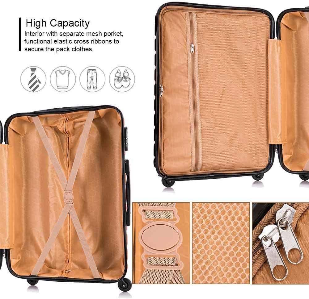 review Apelila Fridtrip 4 Pieces Travel Suitcase Sets Hardshell Lightweight Luggage with Spinner Wheels Luggage Sets (4 PCS Suitcases, Black)