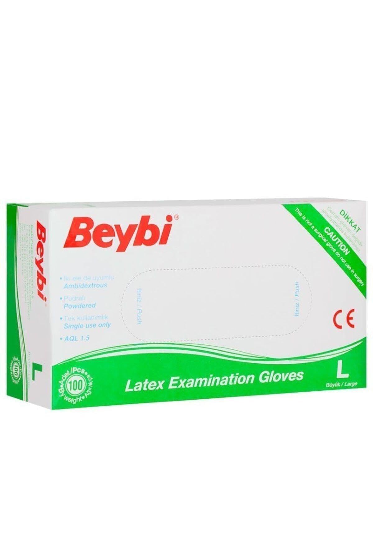 Beybi Lateks Pudralı Tek Kullanımlık Eldiven -L- 100 Adet