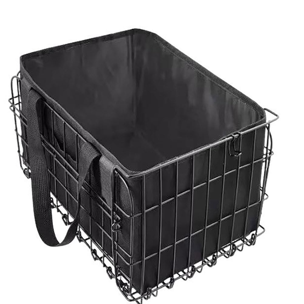 Thaookte Large Bike Rear Basket with Removable Liner Bag, Portable Foldable Bike Basket Carrier for Travel with Waterproof Cover Cargo Net Quick Release, Suit for Fruit & Grocery,Accessoriest for Pets