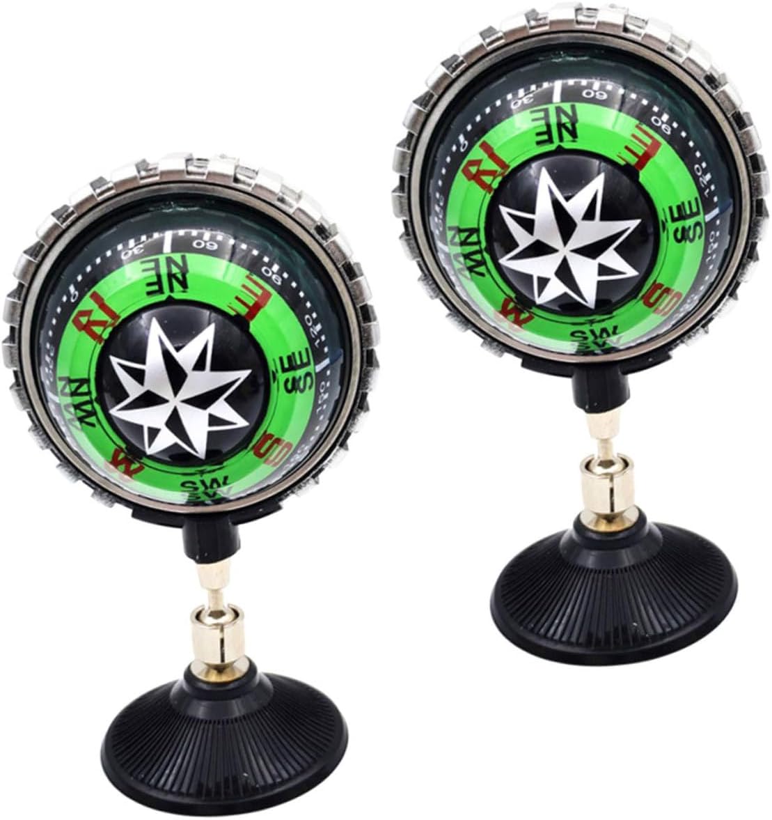 PRETYZOOM 2pcs Dashboard Compass with Suction Cup Adjustable Mount for Car Boat Truck Navigation Direction Guide Ball Outdoor Abs Material Green Color