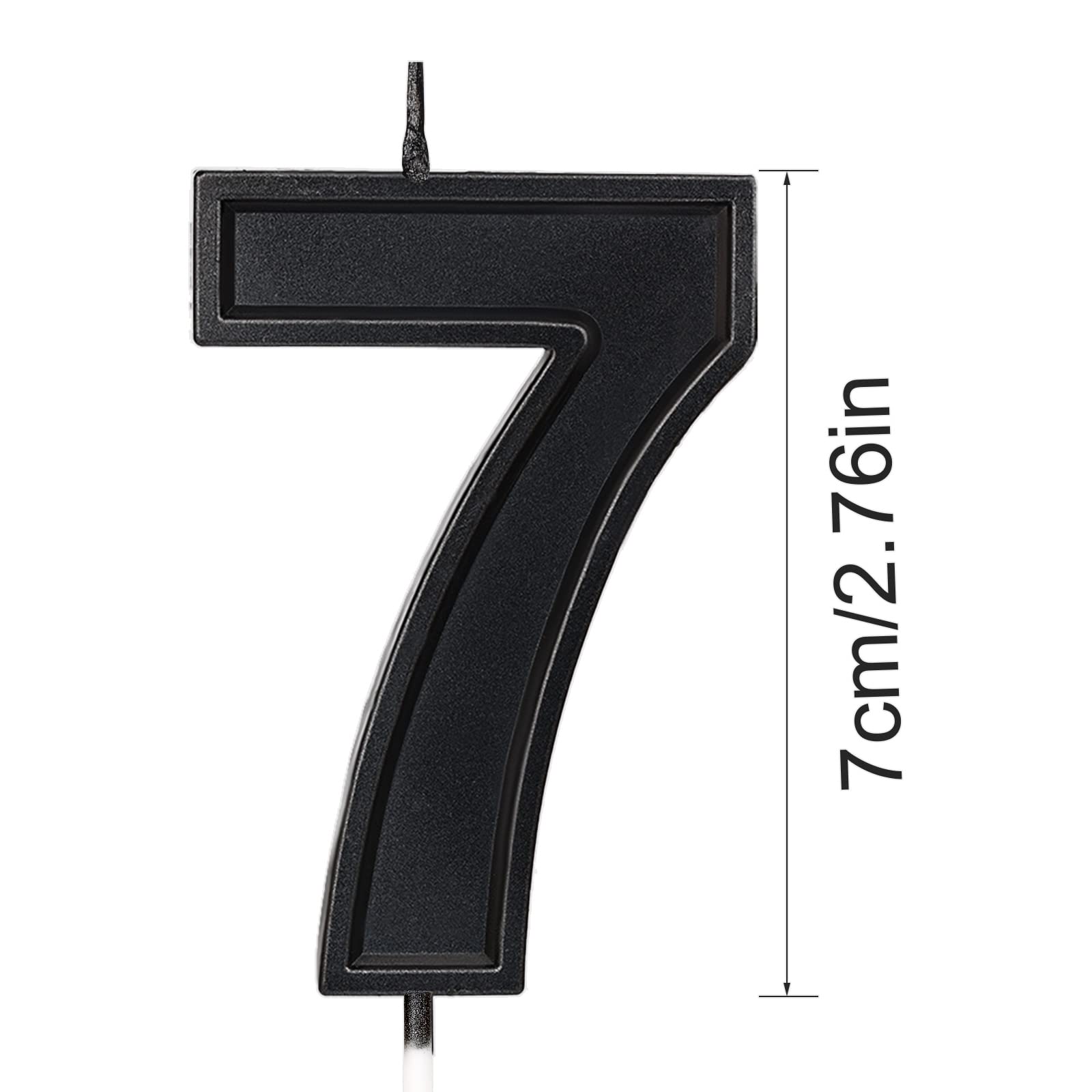 Luter 7 cm Number of Birthday Candles, Diamond Shape 3D Numbered Birthday Cake Candles Cake Decoration for Wedding, Birthday, Graduation, Party (Black)(7)