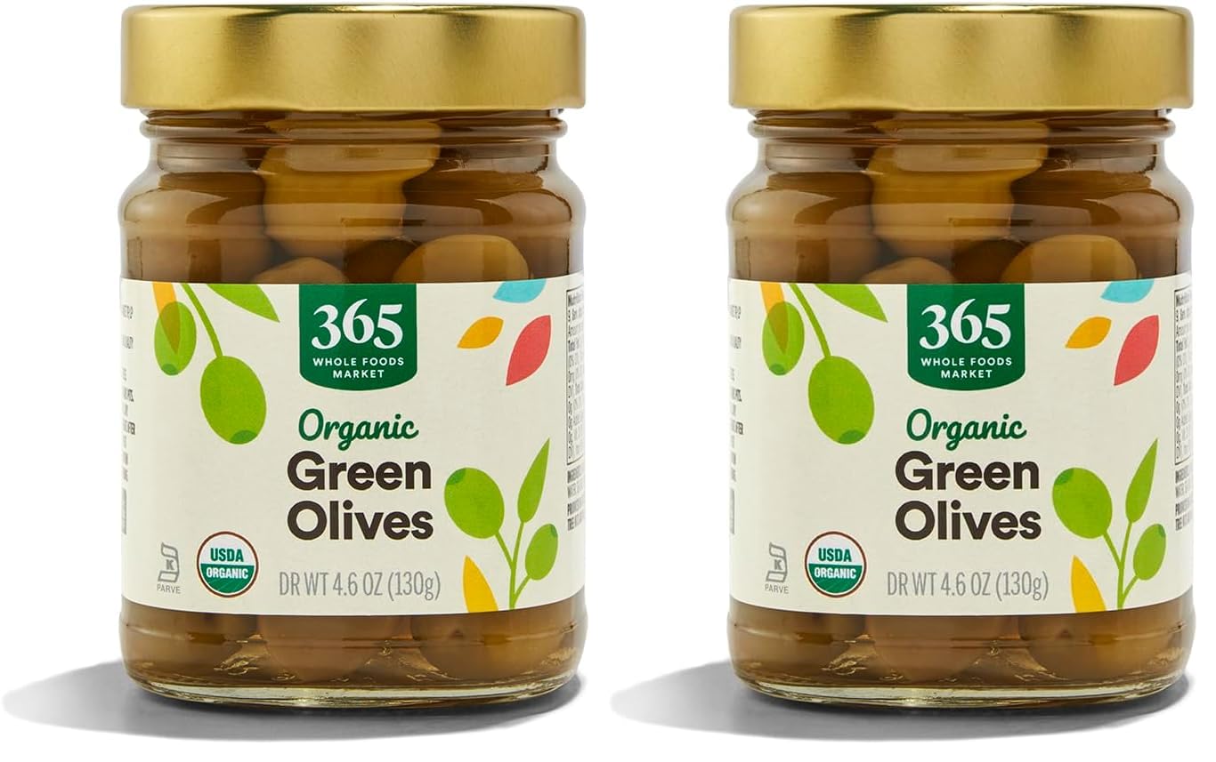 365 by Whole Foods Market, Olives Green Organic, 4.6 Ounce (Pack of 2)