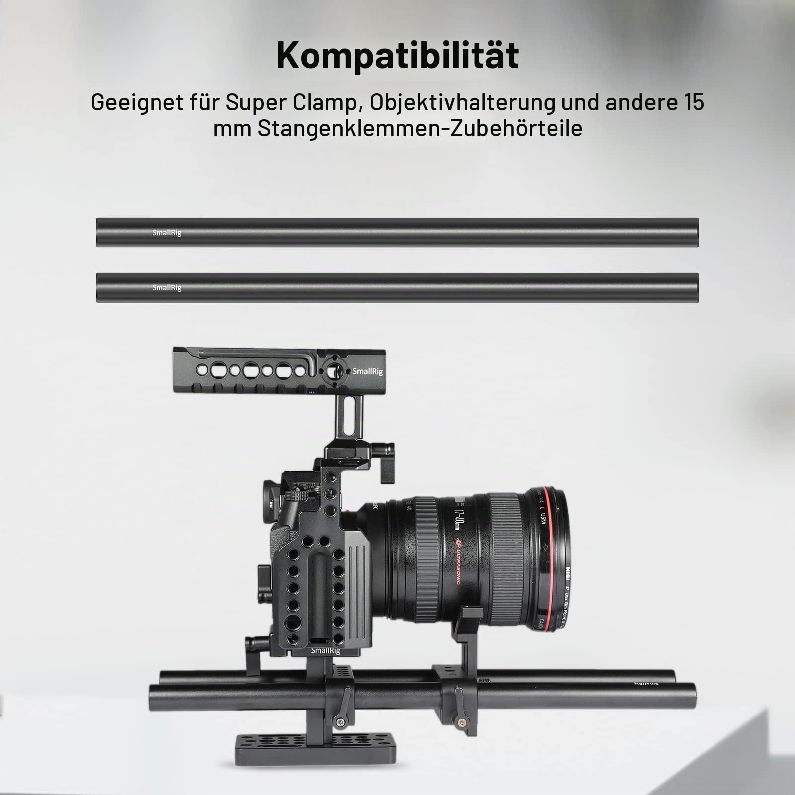 SMALLRIG 15mm Rod Pack, Aluminiumlegierung Stangenkombination für Kamera Rig Matte Box Follow Focus