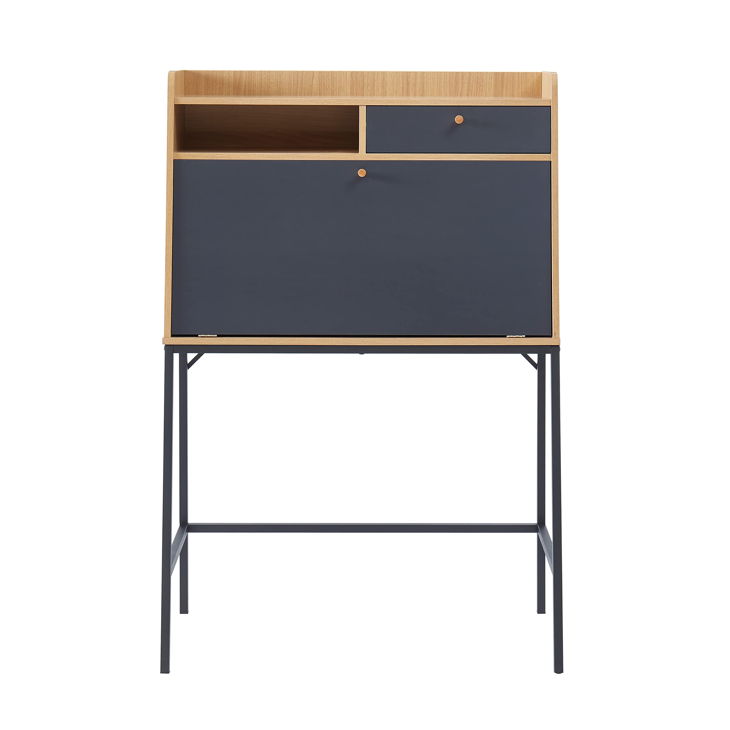 BAÏTA - Bureau secrétaire Smart Gris et Effet chêne 90cm