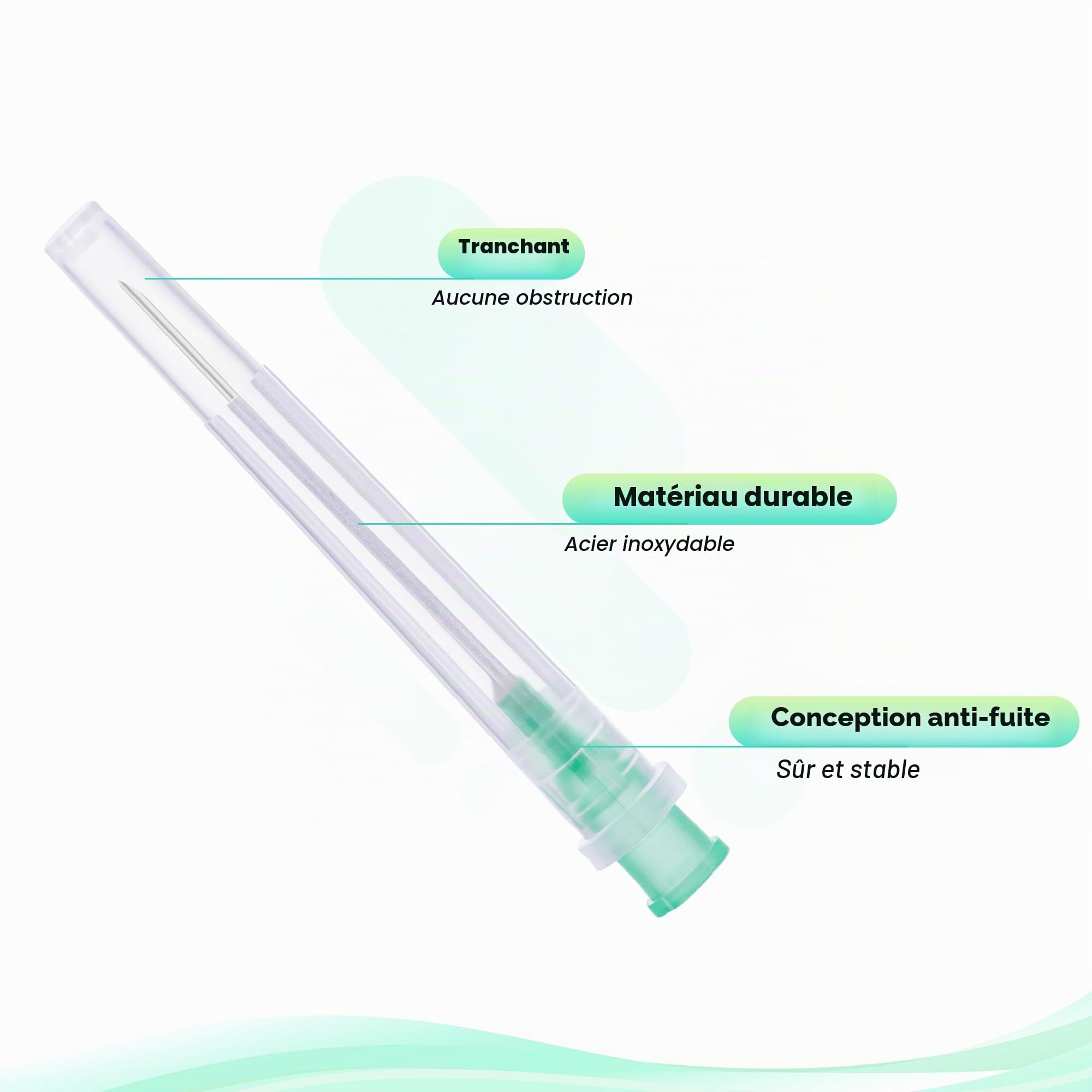 Lot de 100 accessoires de tuyaux en acier inoxydable pour laboratoires scientifiques, mesure et recharge, 21 g et 38 mm, emballés individuellement