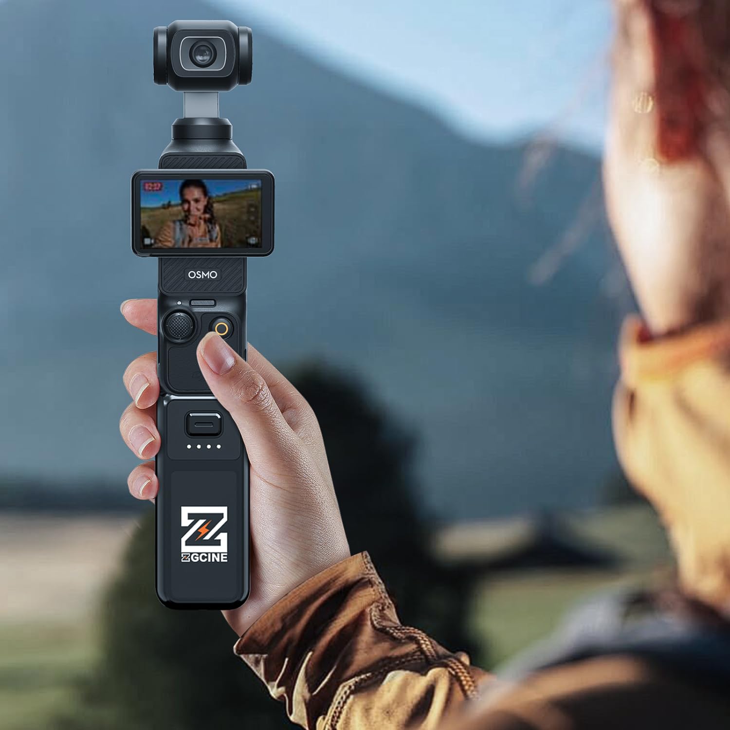 ZGCINE PK-H01 Akku Griff für Pocket 3 Kamera, 17W Schnelllade Batteriegriff mit LCD Anzeige, 3200mAh Hochleistungsakku, USB-C PD Schnellladung & Datenübertragung, für Pocket 3 Battery Handle