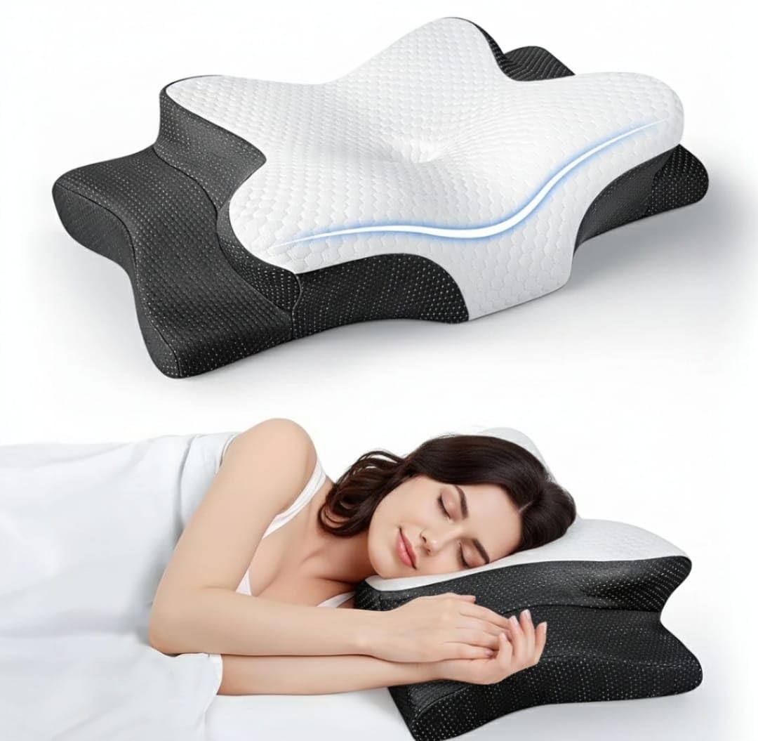 Cooling Memory Foam Pillow for Neck and Shoulder Pain Relief Adjustable Cervical Contour Bed Pillow Orthopedic Ergonomic Design