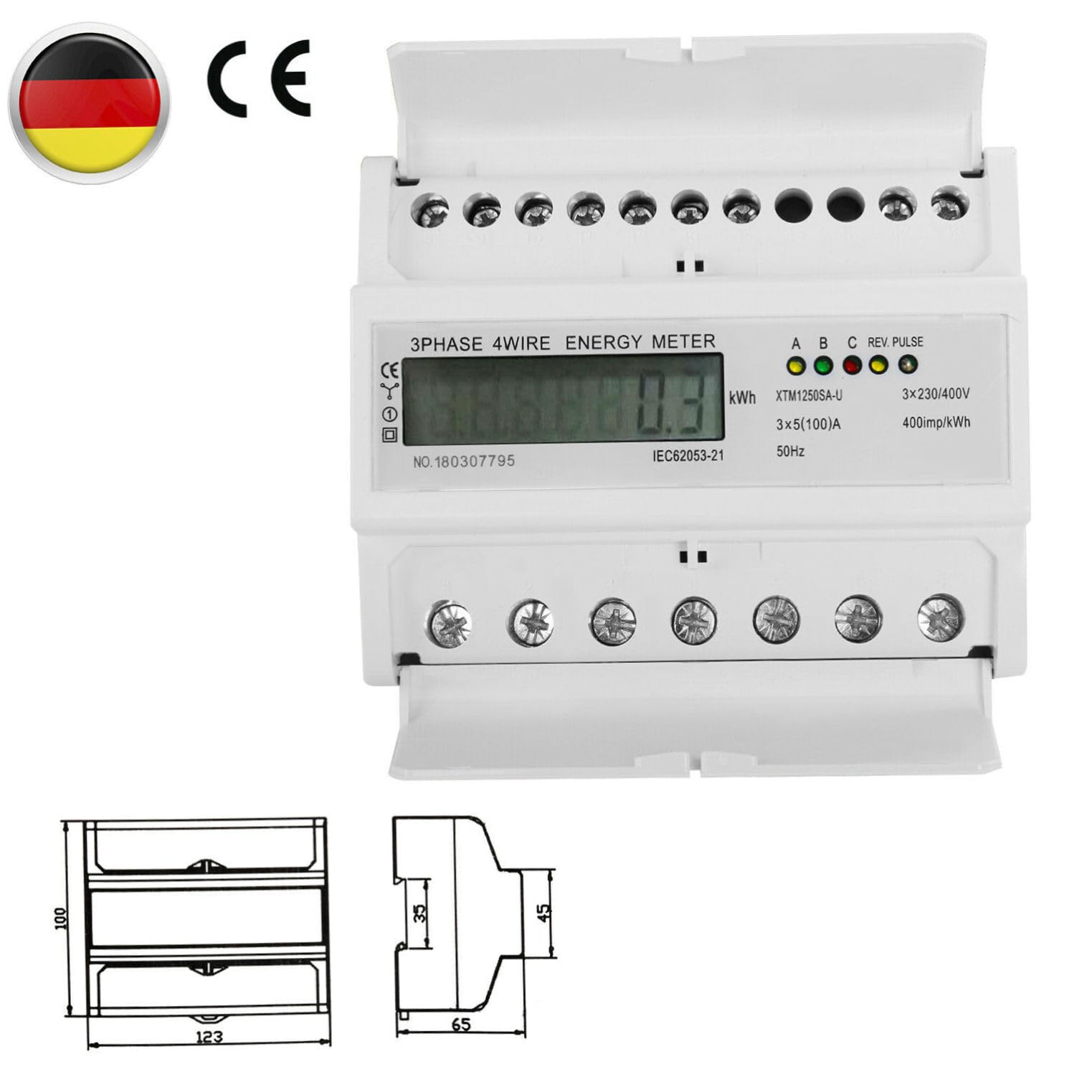 Contatore di Energia Elettrica su Guida 4 Fili Xtm1250sa-u