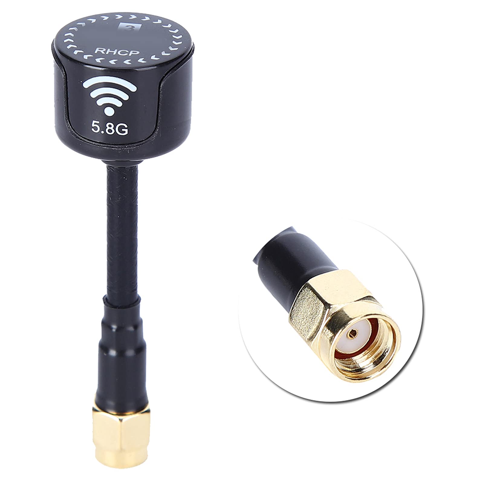 AYNEFY Model Toys Model Airplane Accessories, Antenna Easy to Install for Strong Drone 5.8Ghz 3Dbi Antishock High Gain Model Toys (RP-SMA Inner Hole), Black, AYNEFYowptz1k2g6-11