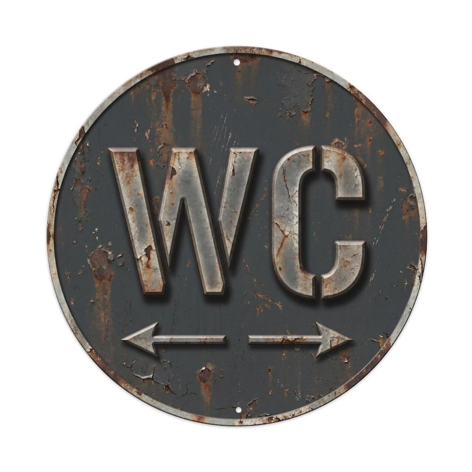Toilet （WC） Rustic Ornament Metal Tin Sign Plaque Wall Decor for Cafe, Club Bar, Office, Home Garden Round Metal Poster 8x8Inch