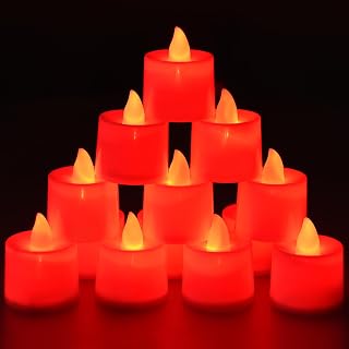 KOABY 25 Pack Flameless Votive Candles, Last 8H+, Red Light, No Timer No Flickering