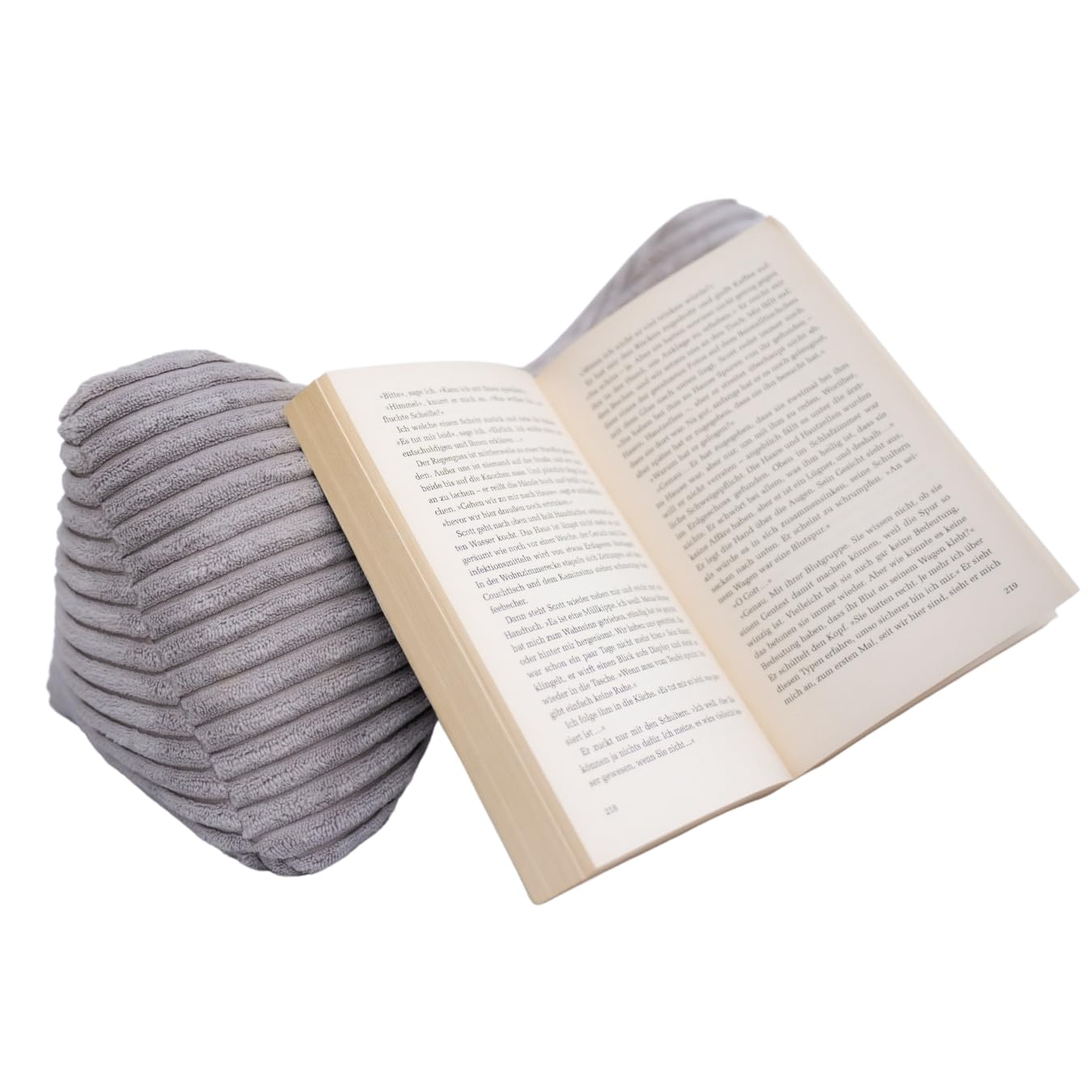 sleepling Bücherkissen Lesekissen | 38 x 18 cm, Silber/Grau, Mikrofaserbezug, Ökotex 100, 30°C Waschbar