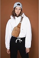 Vista 79 de Telena Riñonera pequeña para mujer, de cuero, cangureras, bolsa de pecho para mujer 3-camel marrón