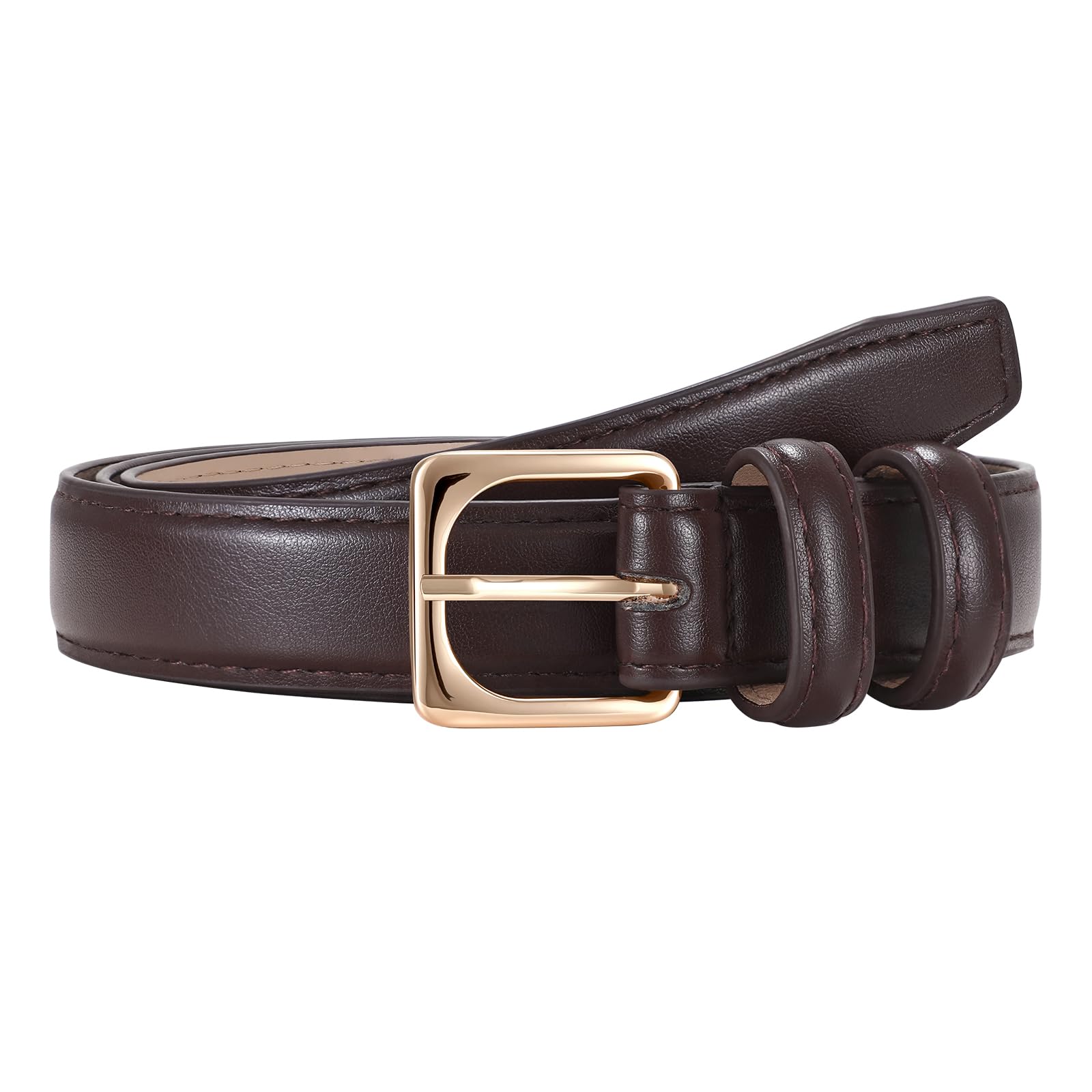 JASGOOD Women Leather Belt Fashion Ladies Leather Waist Belt for Pants Jeans Dress with Gold Buckle