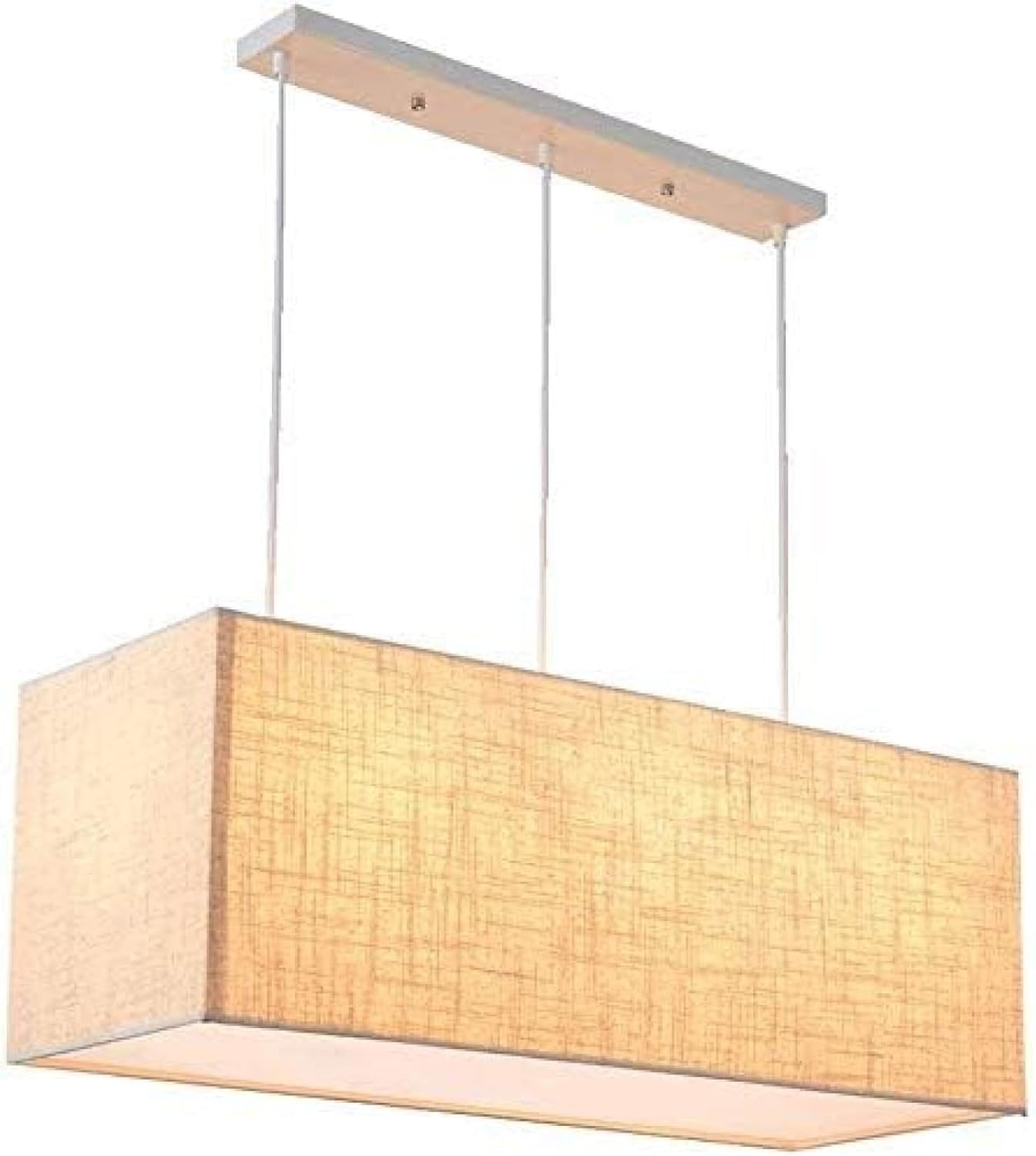 Lustre en tissu anti éblouissement lin rectangulaire pour éclairage doux restaurant