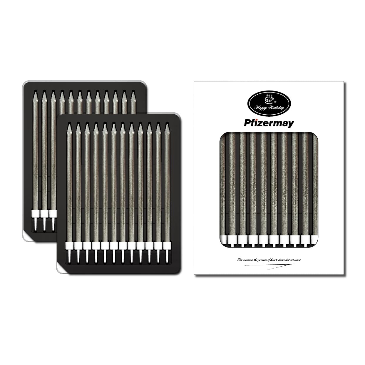 Pfizermay 24 Count Metallic Birthday Candles in Holders Black Tall Birthday Cake Candles Long Thin Cupcake Candles for Birthday Wedding Party Decoration (Black)