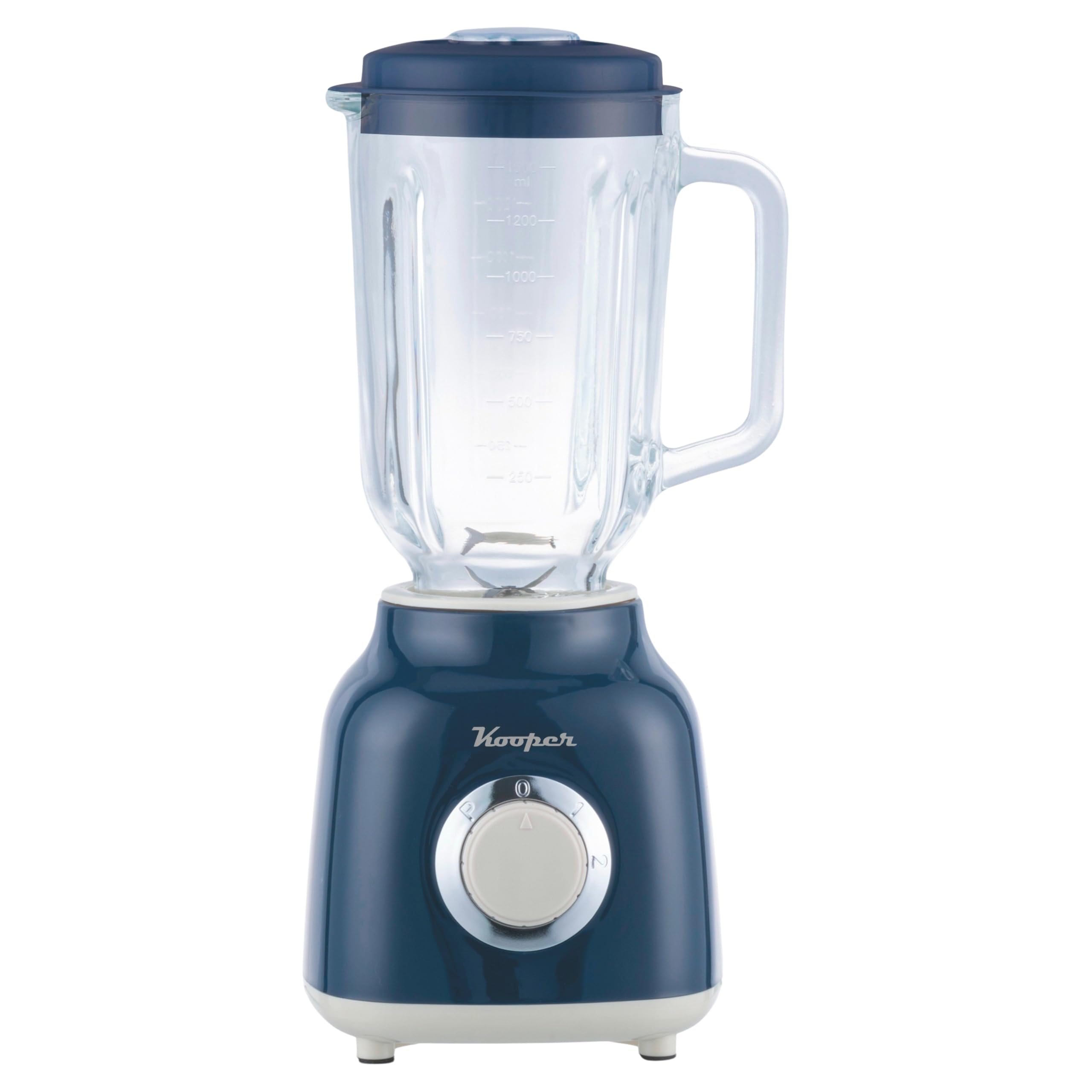 GALILEO Frullatore Elettrico Blu e Avorio, brocca Graduata in Vetro 1,5 L, Lame in Acciaio Inox, 2 velocità 500 W, Kooper