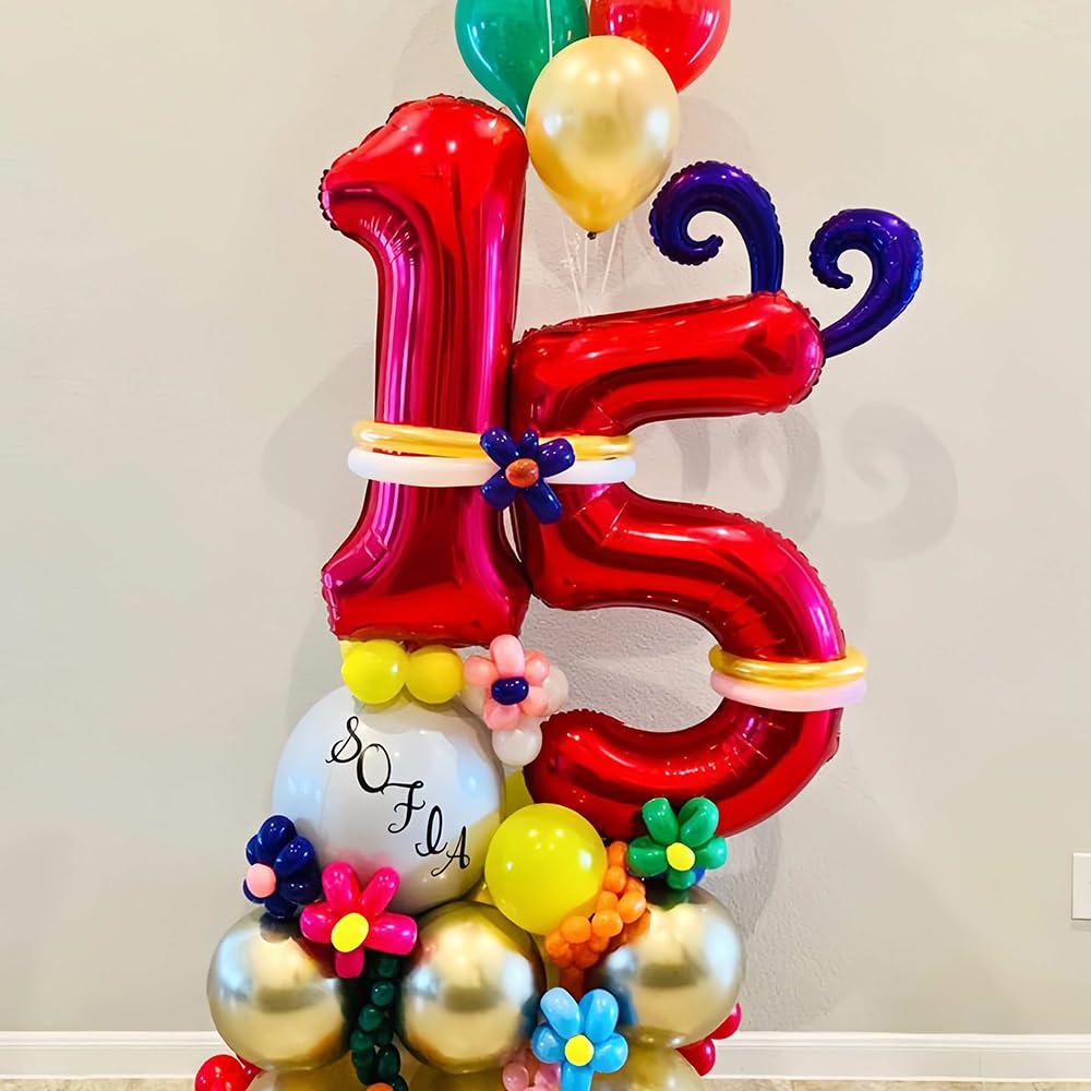 Foil Globo Número 5 Azul 40" (101cm), Inflable Helio o aire, Gigante Numeros 0-9, 10-19, 20-29, 30-100, Grande Globos Decoración para La Boda Aniversario y Cumpleaños Fiestas — view 640
