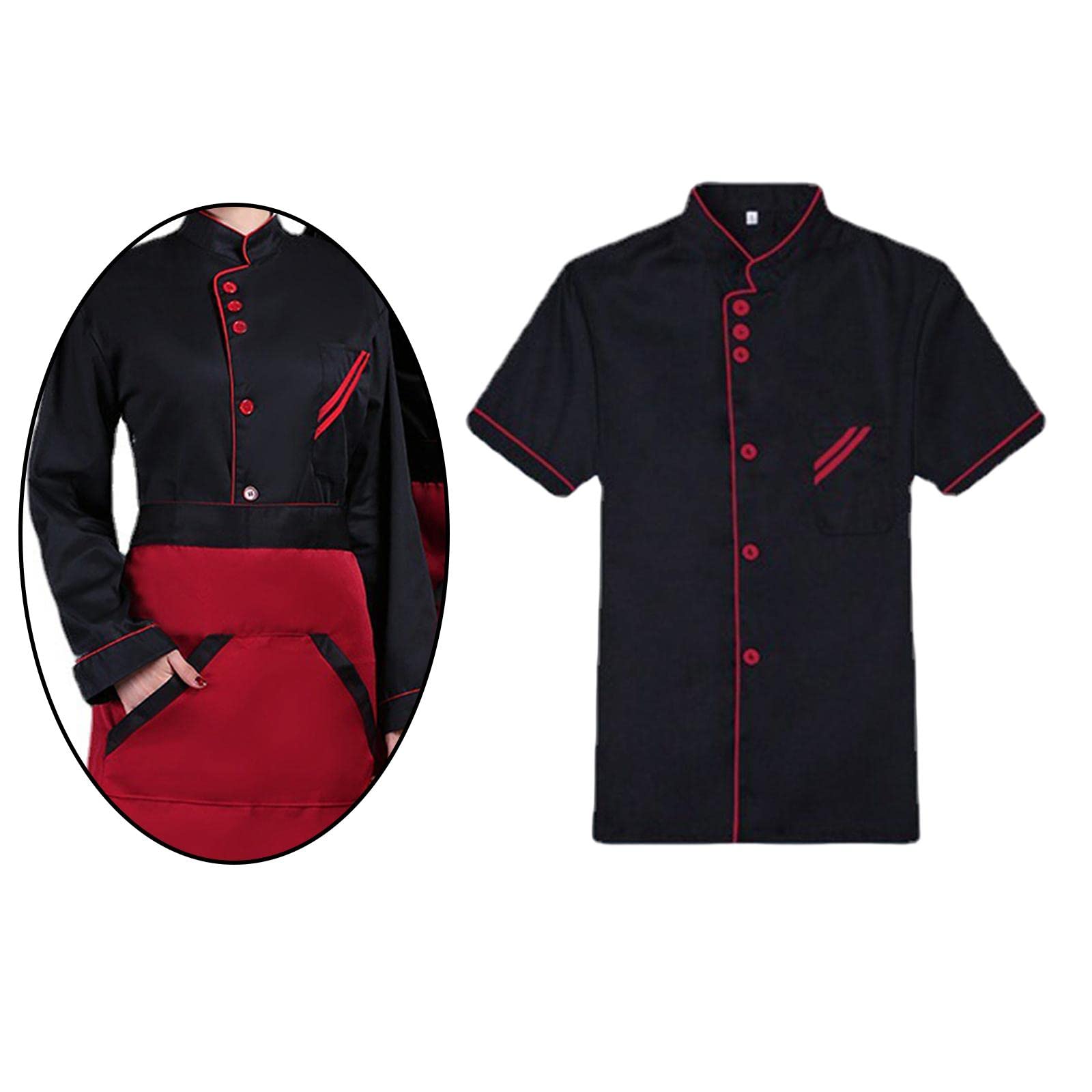 Henry Colton Chef Uniform Breathable Chef Coat Short Length Sleeve Chef Jacket for Cafe XXXL