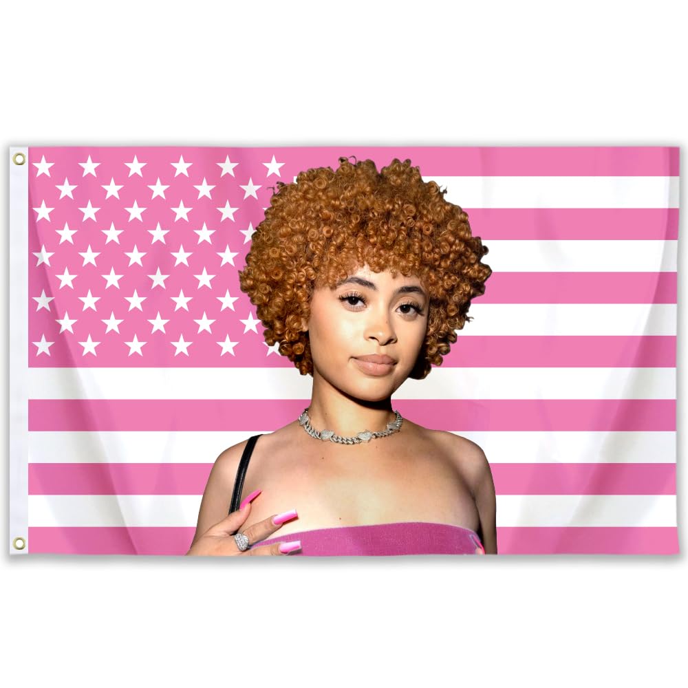 Photo 1 of Ice Rapper Spice flag 3x5 Ft Pink Icespice American Flag Tapestry with 2 Brass Grommets and Vivid Color for Indoor Outdoor Bedroom Living Room Dorm Party Wall Decorations