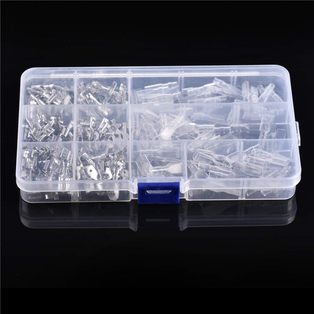 270Pcs Crimp Terminals Silvery Male Female Electrical Wire Connectors Insulating Sleeve Assortment Kit VUQLDHAYZ