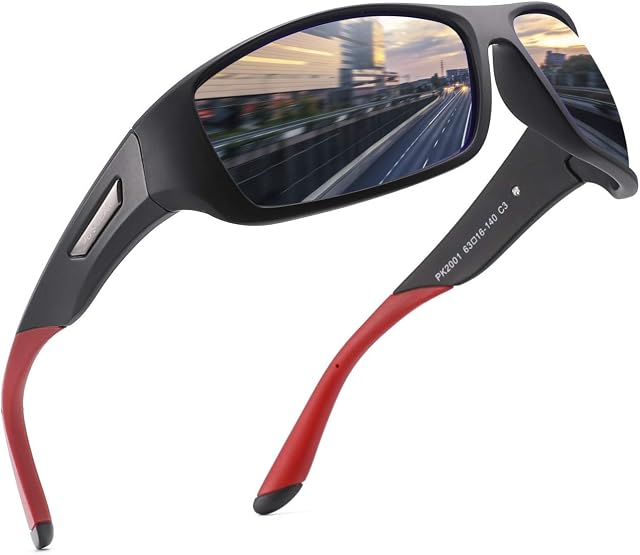 PUKCLAR Polarized Sports Sunglasses for Men Women TR90 Frame CAT.3 UV400 Outdoor Eyewear Running Cycling Fishing Driving Golf