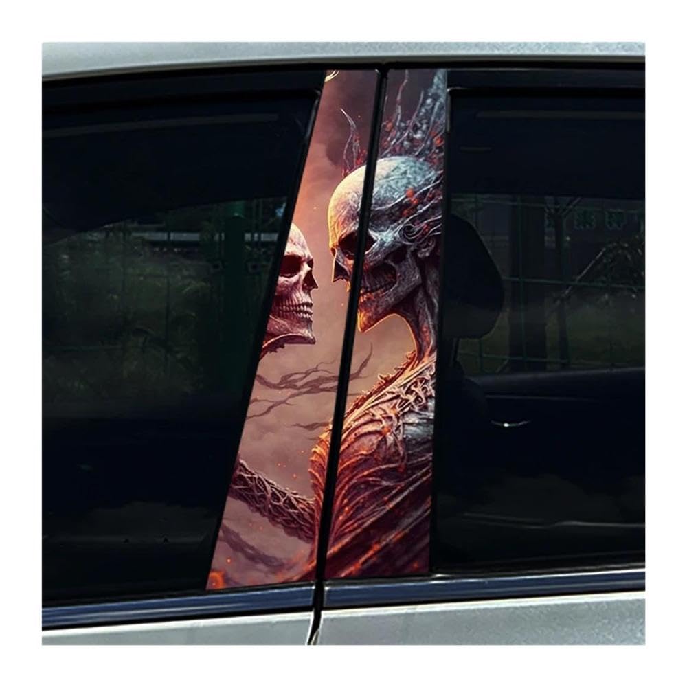 Body Parts 2pcs Skeleton Couple Skull Car B-Pillar Stickers Car Center Column Waterproof Decals(H)