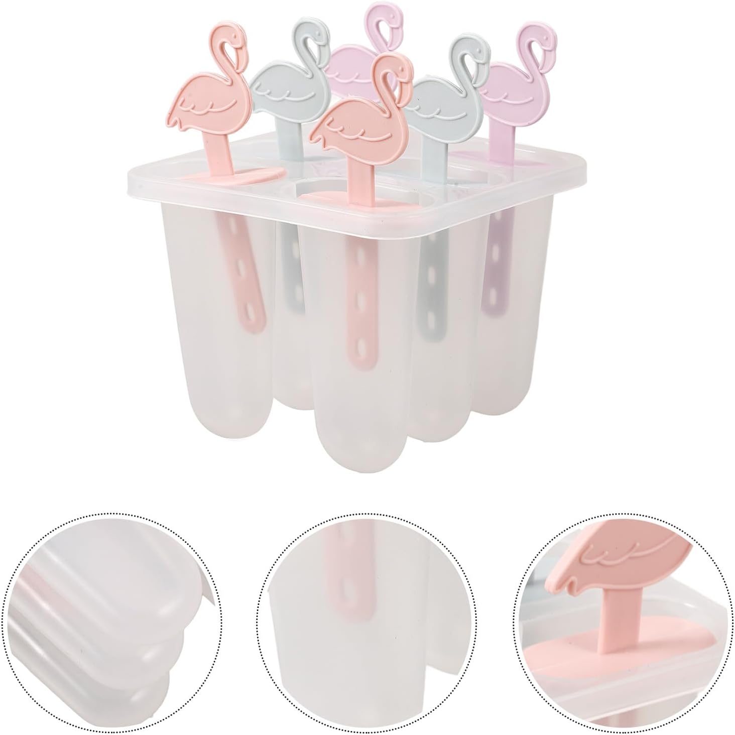 Creative Flamingo Ice Molds 6pcs Household Ice Pop Maker Silicone Reusable DIY for Summer Drinks
