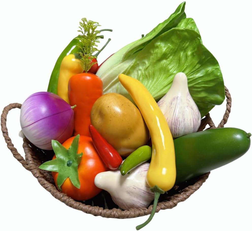 21pcs Realistic Artificial Fake Vegetables, Artificial Fake Lettuce and Varity Vegetables,Artificial Vegetables for Decoration, Home Kitchen Decor,PU Simulation