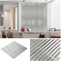 Vista 2 de Azulejo de espejo biselado, tira de espejo de 12 x 12 pulgadas, azulejos para cocina, baño, ducha, pared, 5 hojas