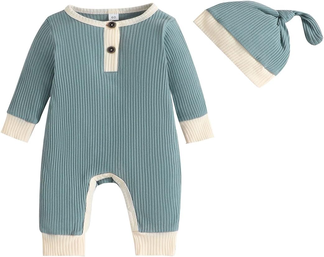 Newborn Baby Boy Girl Romper Toddler Solid Ribbed Jordan Ubuy