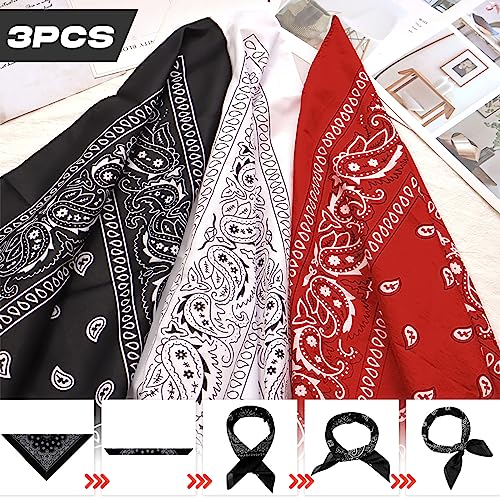 sularpek Bandana, 3 Stück Bandana Kopftuch Damen und Herren, Bandanas mit Original Paisley Muster,Headwear Haar Schal Ansatz Handgelenk Kopf Biker, 55 x 55 cm