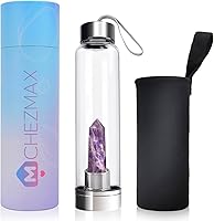 Vista 19 de ChezMax Botella de agua en cristal con centro de cristal natural intercambiable