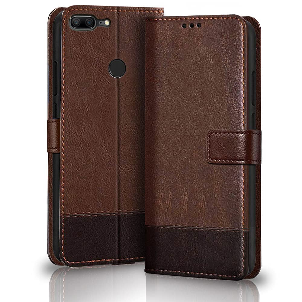 TheGiftKart Flip Back Cover Case for Honor 9 Lite | Dual-Color Leather Finish | Inbuilt Stand & Pockets | Wallet Style Flip Back Case Cover for Honor 9 Lite (Brown & Coffee) (B09V2FG8YH) Amazon Price History, Amazon Price Tracker