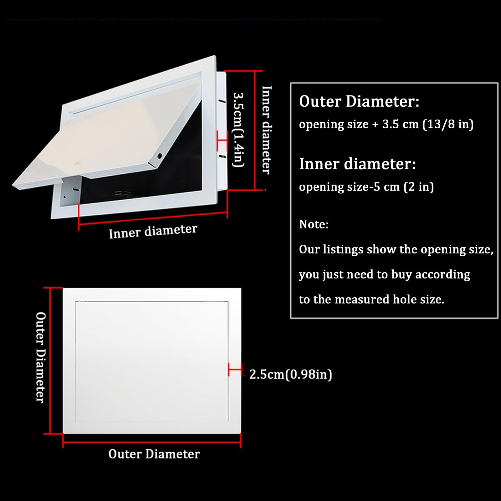 Aluminiowy panel dostępu do drzwi sufitowych i ściennych, 40 x 40 cm, magnetyczny zamek inspekcyjny, trwała rama z płyt kartonowo-gipsowych, do wentylacji i instalacji wodno-kanalizacyjnych