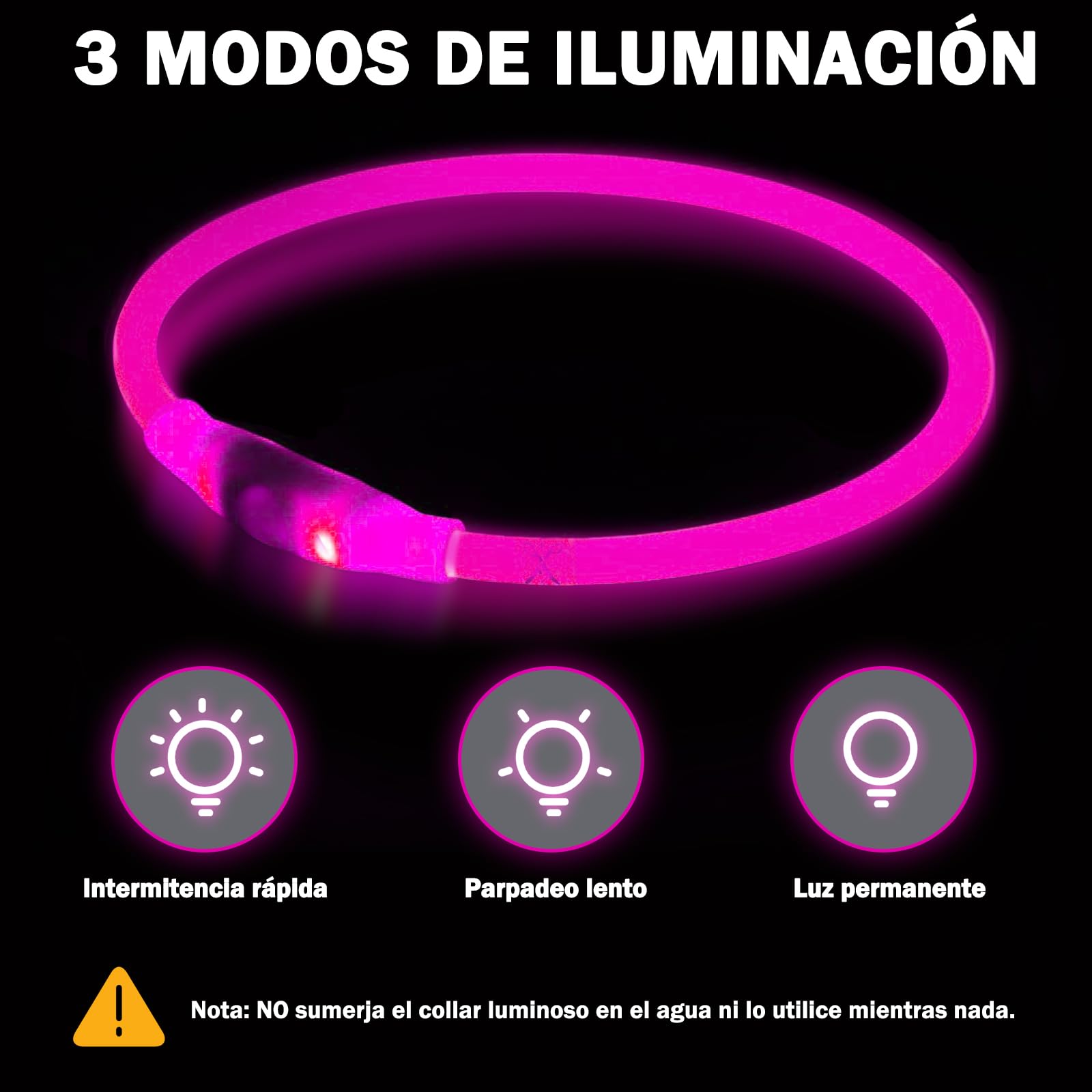 Nepfaivy Collare Luminoso per Cani - Collare per Cani a LED Ricaricabile per Portare a Spasso di Notte, Collare per Cani Impermeabile e Regolabile con 3 Modalità di Lampeggio, Blu