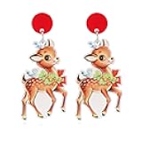 Christmas Earrings, Fun Christmas Dangle Earrings for Women Xmas Rainbow Christmas Tree Acrylic Drop Dangle Earrings Holiday Jewelry Gift